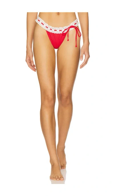 Frankies Bikinis Lacey Bikini Bottom In Red