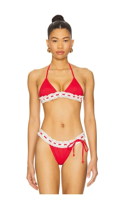 Frankies Bikinis Lana Bikini Top In Red