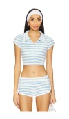 Frankies Bikinis Laurel Button Up Top In Ashbury Stripe