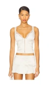 Frankies Bikinis Lilia Sateen Corset Top In White