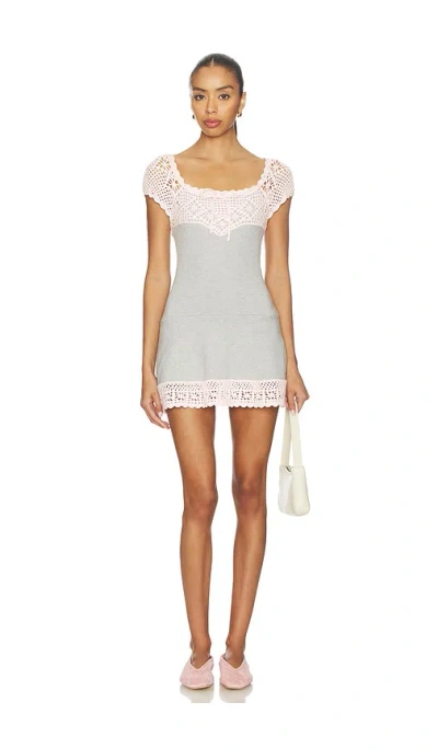 Frankies Bikinis Lover Cloud Knit Mini Dress In Gray