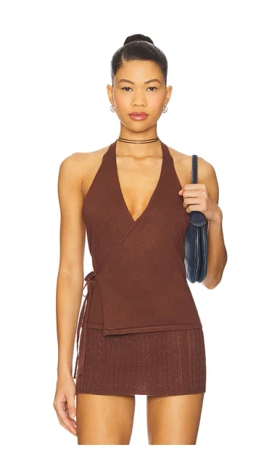Frankies Bikinis Lullaby Knit Halter In Brown