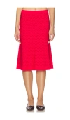 Frankies Bikinis Magnolia Cloud Knit Midi Skirt In Red