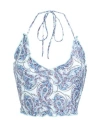 Frankies Bikinis Marlowe Shine Top Woman Top Sky Blue Size L Nylon, Elastane In Blue