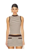Frankies Bikinis Mila Cloud Knit Sleeveless Sweater Top In 70s Stripe