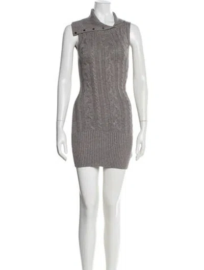 Pre-owned Frankies Bikinis Mock Neck Mini Dress In Gray