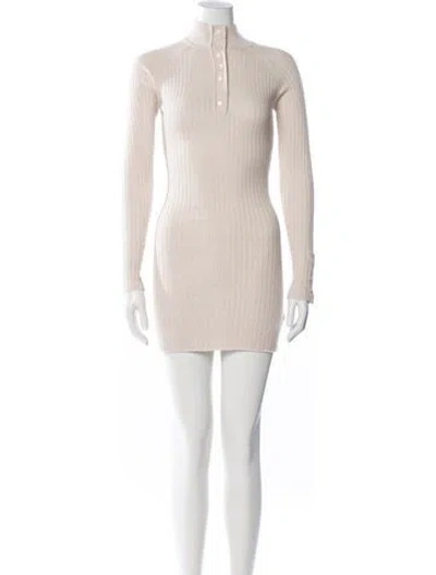Pre-owned Frankies Bikinis Mock Neck Mini Dress In Neutral