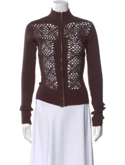 Pre-owned Frankies Bikinis Mock Neck Sweater In Brown