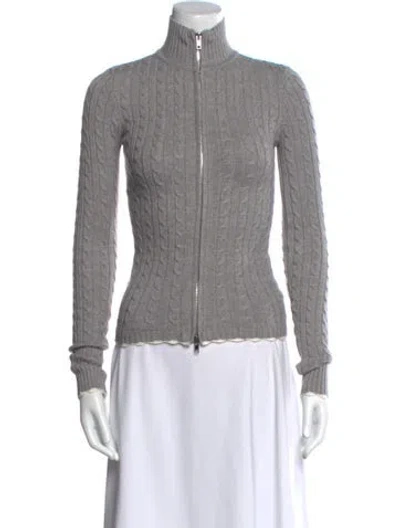 Pre-owned Frankies Bikinis Mock Neck Sweater In Gray