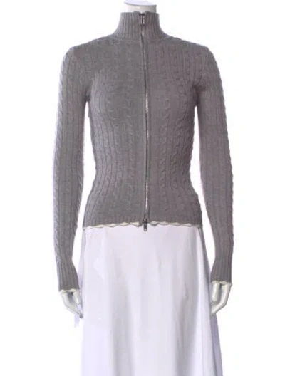 Pre-owned Frankies Bikinis Mock Neck Sweater In Gray