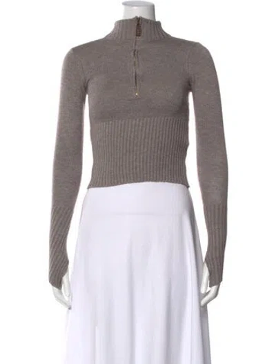 Pre-owned Frankies Bikinis Mock Neck Sweater In Grey