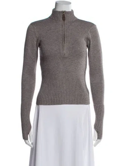 Pre-owned Frankies Bikinis Mock Neck Sweater In Neutral