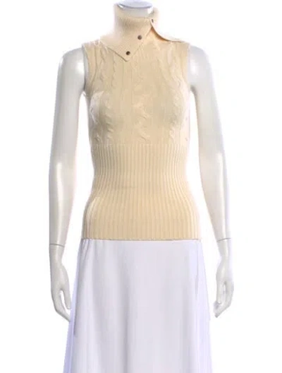 Pre-owned Frankies Bikinis Mock Neck Sweater In Neutral