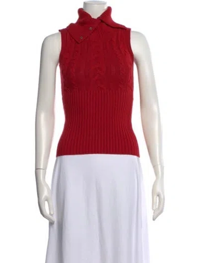 Pre-owned Frankies Bikinis Mock Neck Sweater In Red