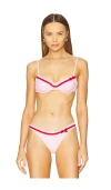 Frankies Bikinis Morning Bikini Top In Pink Polka Dot Print
