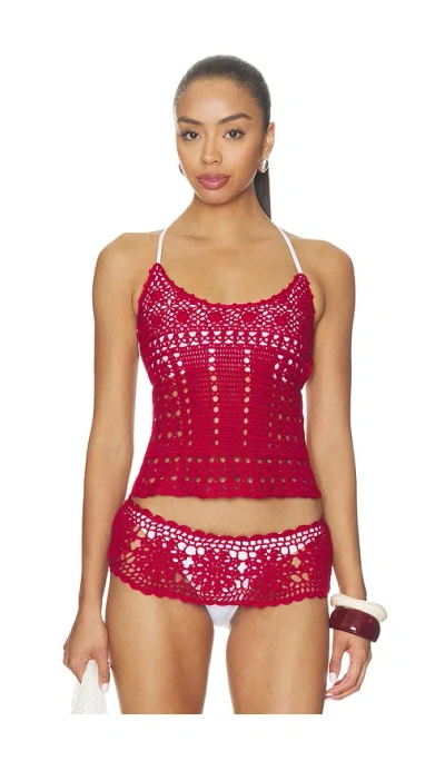Frankies Bikinis Nari Crochet Top In Red