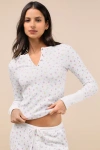 FRANKIES BIKINIS NATE WHITE FLORAL WAFFLE KNIT TOP