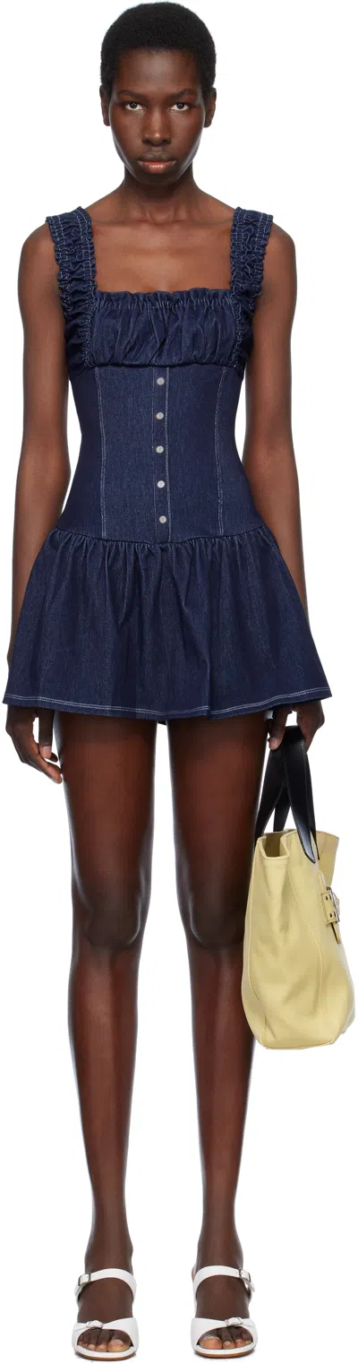 Frankies Bikinis Navy Christa Denim Minidress In Blue Denim