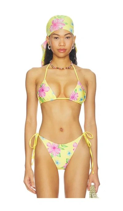 Frankies Bikinis Nick Beaded Satin Bikini Top