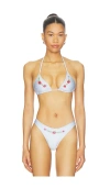 Frankies Bikinis Nick Beaded Satin Top In Multi