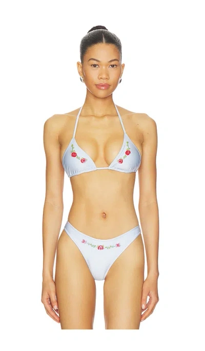 Frankies Bikinis Nick Beaded Satin Top In White