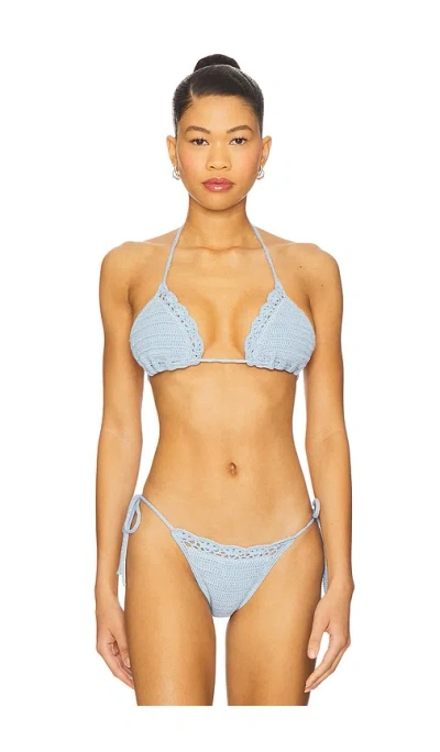 Frankies Bikinis Nick Crochet Bikini Top In Blue