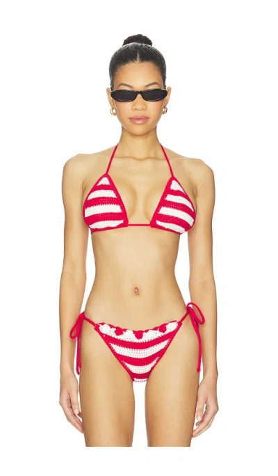 Frankies Bikinis Nick Crochet Top In Red
