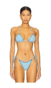 Frankies Bikinis Nick Ribbed Bikini Top In Blue