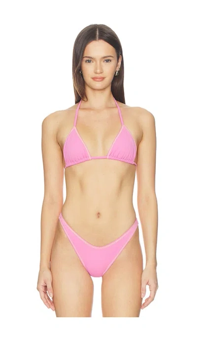 Frankies Bikinis Nick Ribbed Top In Pink