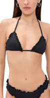 Frankies Bikinis Nick Ruffled Bikini Top In Black