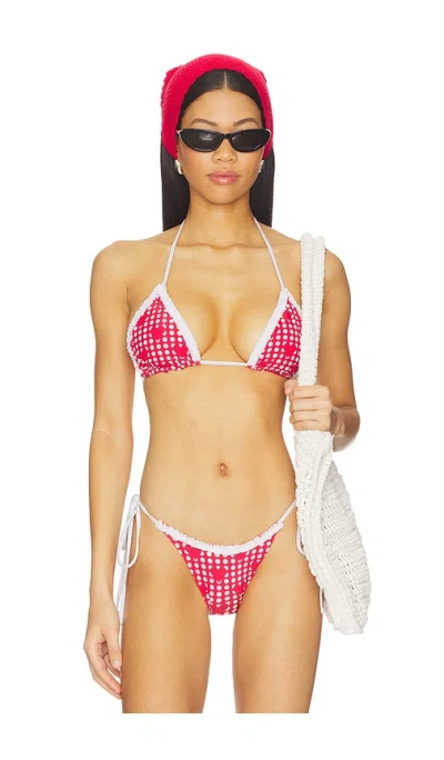 Frankies Bikinis Nick Ruffle Top In Red