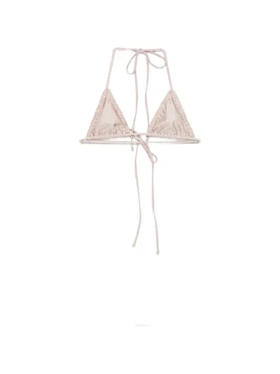 Frankies Bikinis Nick Ruffled Triangle Bikini Top In Neutral