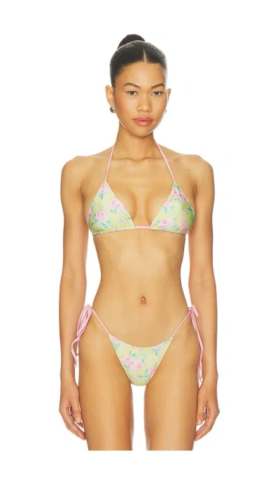 Frankies Bikinis Nick Satin Bikini Top In Multi
