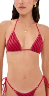 Frankies Bikinis Nick Satin Bikini Top Spring Stripe In Multi