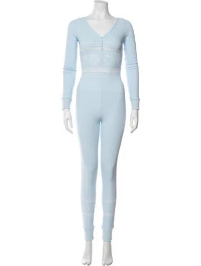 Pre-owned Frankies Bikinis Nylon Patterned Pajamas In Blue