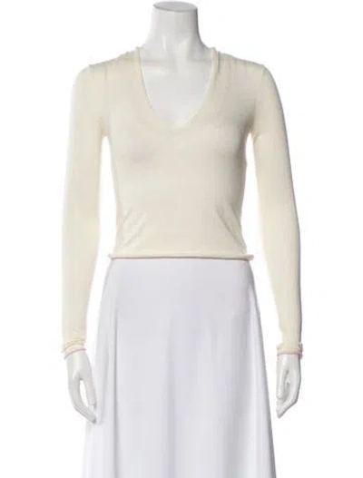 Pre-owned Frankies Bikinis Nylon V-neck Sweater W/ Tags In Neutral