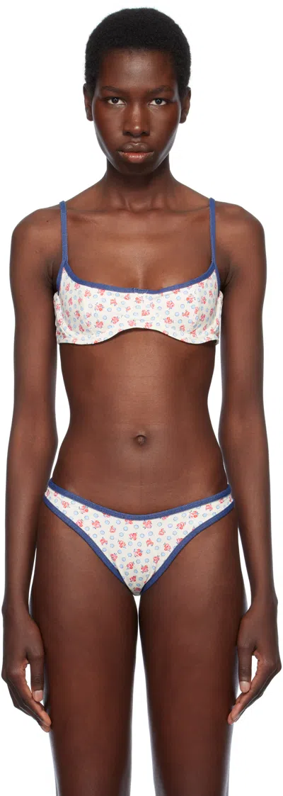 Frankies Bikinis Off-white Cola Underwire Bikini Top In Wild Rose Print