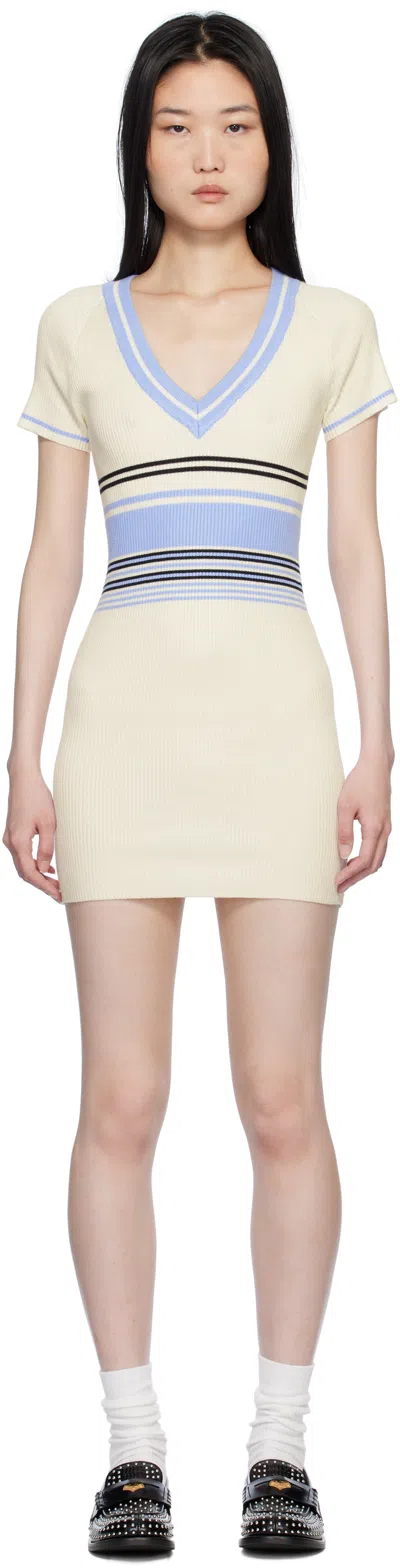 Frankies Bikinis Off-white Uptown Knit Minidress In Hampton Stripe