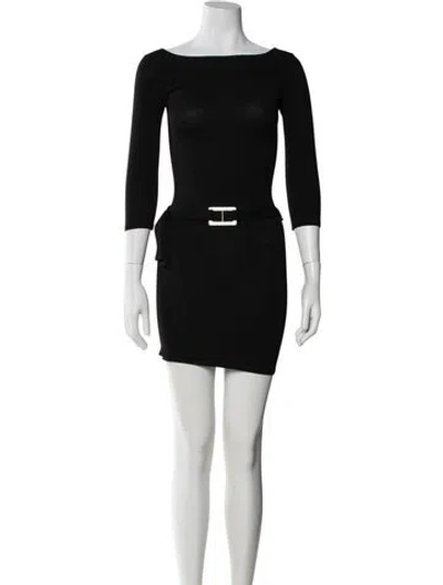 Pre-owned Frankies Bikinis Off-the-shoulder Mini Dress In Black