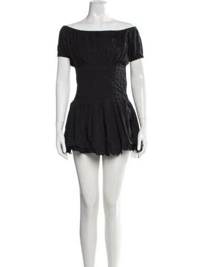 Pre-owned Frankies Bikinis Off-the-shoulder Mini Dress In Black