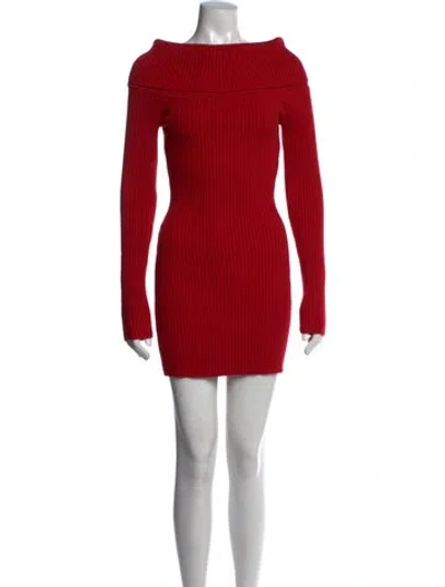 Pre-owned Frankies Bikinis Off-the-shoulder Mini Dress In Red