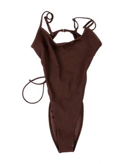 Pre-owned Frankies Bikinis One-piece In Brown