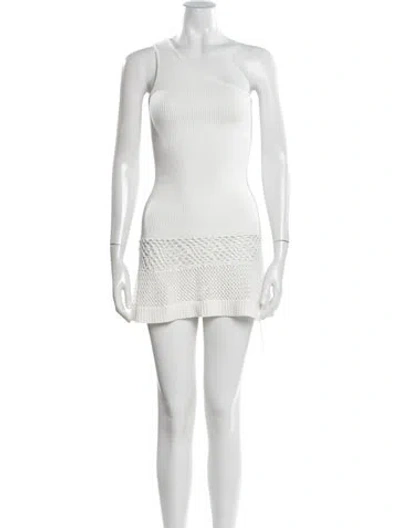 Pre-owned Frankies Bikinis One-shoulder Mini Dress In Neutral