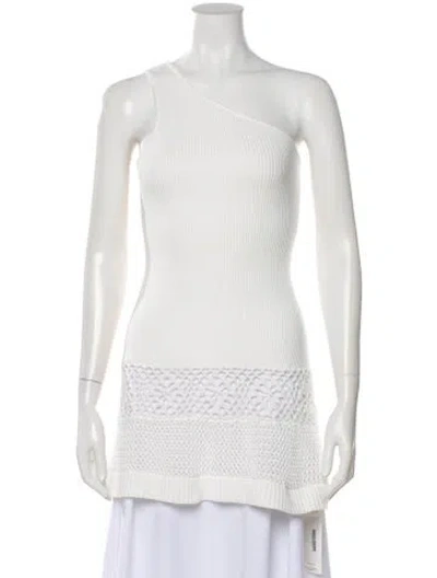 Pre-owned Frankies Bikinis One-shoulder Sweater In White