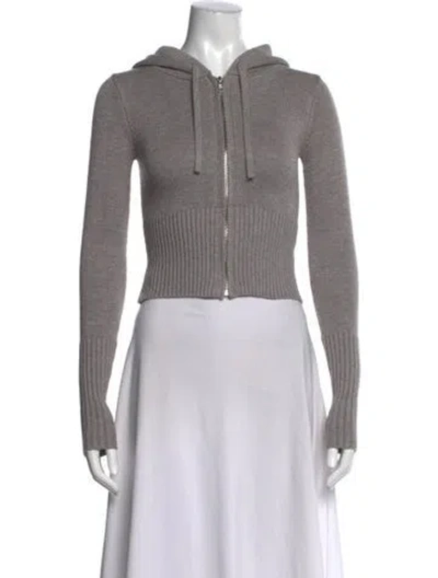 Pre-owned Frankies Bikinis Open Front Sweater In Gray