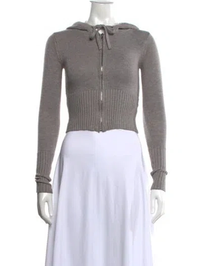 Pre-owned Frankies Bikinis Open Front Sweater In Grey