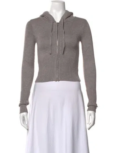 Pre-owned Frankies Bikinis Open Front Sweater In Grey