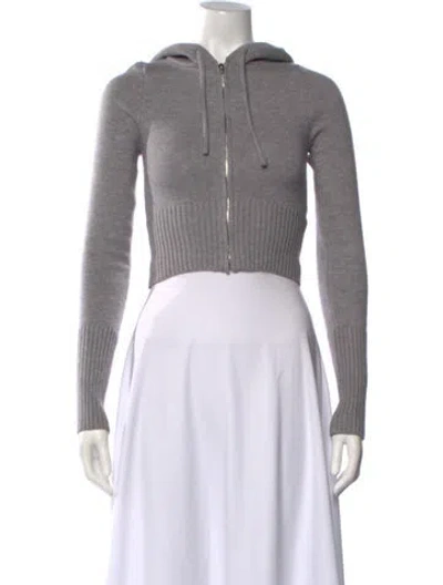 Pre-owned Frankies Bikinis Open Front Sweater In Grey
