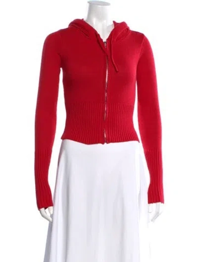 Pre-owned Frankies Bikinis Open Front Sweater In Red