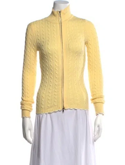 Pre-owned Frankies Bikinis Open Front Sweater In Yellow
